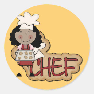 Girl Chef African American Tshirts and Gifts Runt Klistermärke