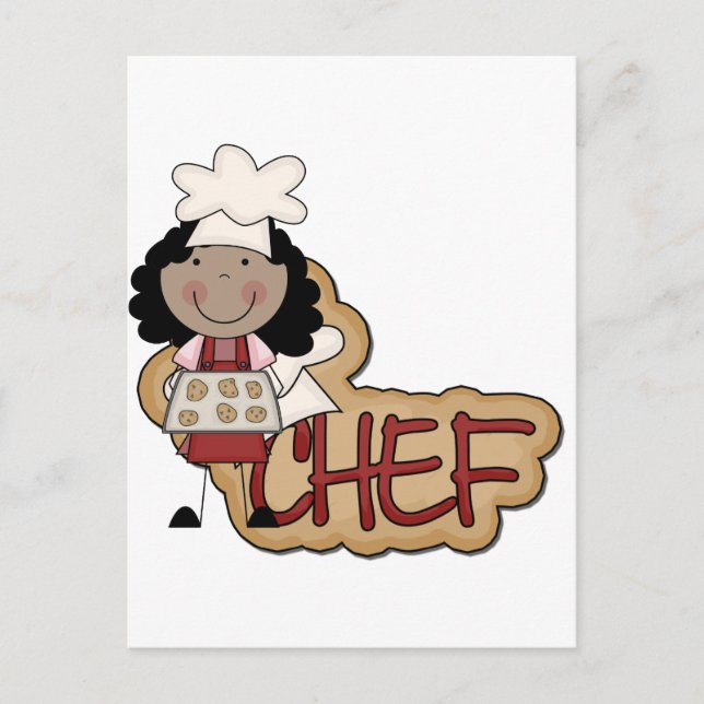 Girl Chef African American Tshirts and Gifts Vykort (Framsida)