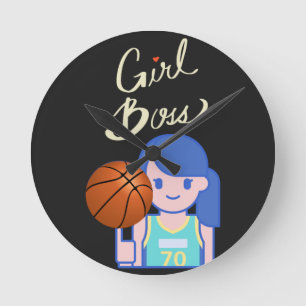 Girl Chef Basketball Rund Klocka