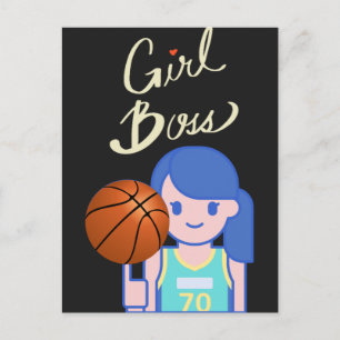Girl Chef Basketball Vykort