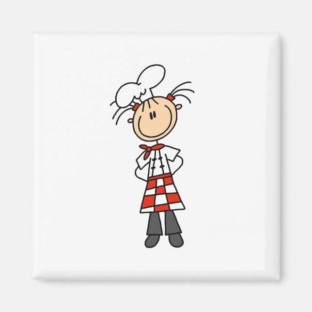 Girl Chef Stick figur Magnets Magnet (Framsidan)