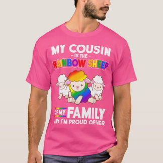 Girl Cousin Rainbow Sheep of Family Jag är stolt G T Shirt