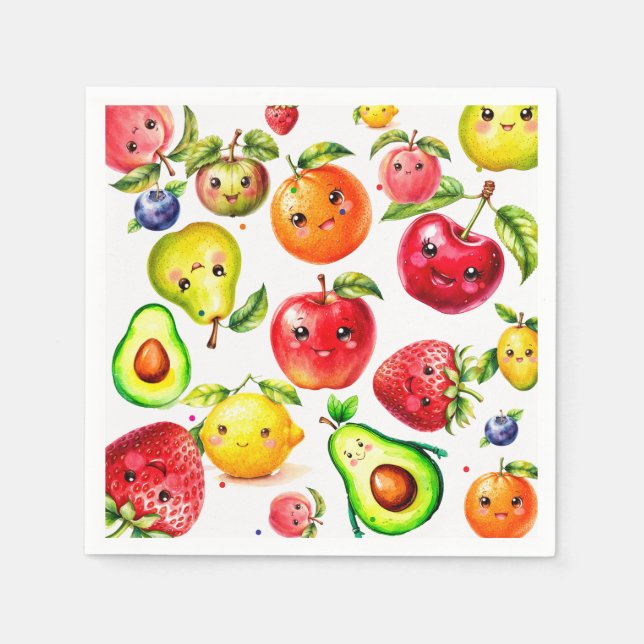 Girl Cute Fruit Birthday Pappersservett (Framsidan)