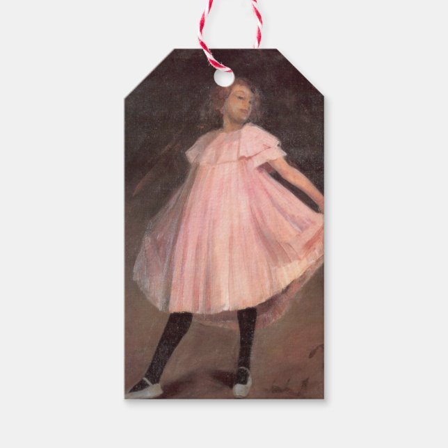 Girl Dancer i en Rosa Dress Presentetikett (Framsidan)