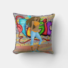 Girl Dancing Music Graffiti Wall Background 2 Kudde