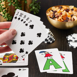 Girl Dancing på Grönt Brev A Roligt Alphabet Casinokort