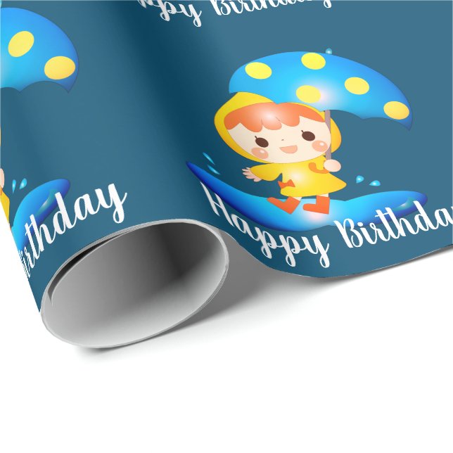Girl Dancing under Rain Presentpapper (Rullad Hörn)