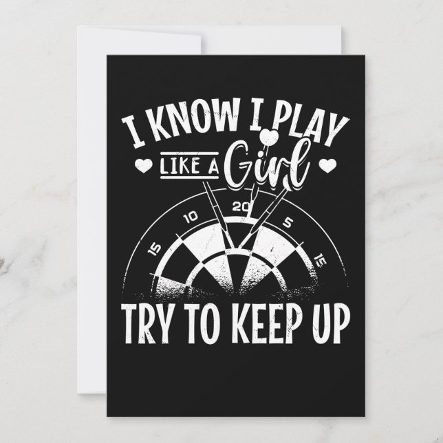 Girl Darts Retro Dartboard Women Dart Player Inbjudningar (Framsida)