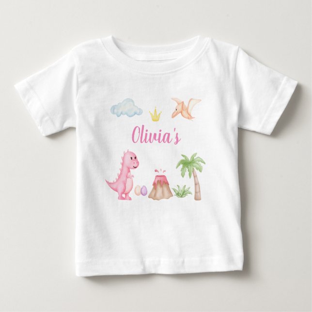 Girl Dinosaur Birthday T Shirt (Framsida)