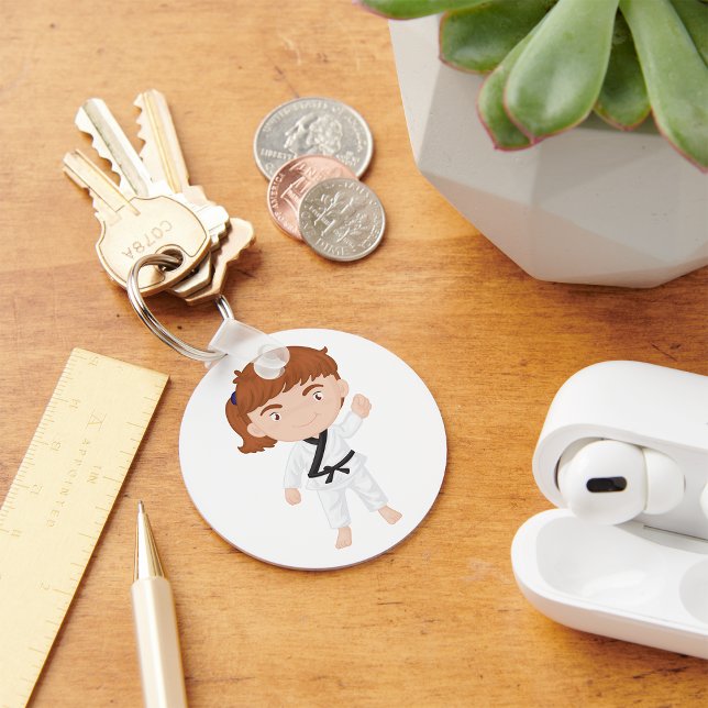 Girl Doing Karate Keychain Nyckelring (Skapare uppladdad)