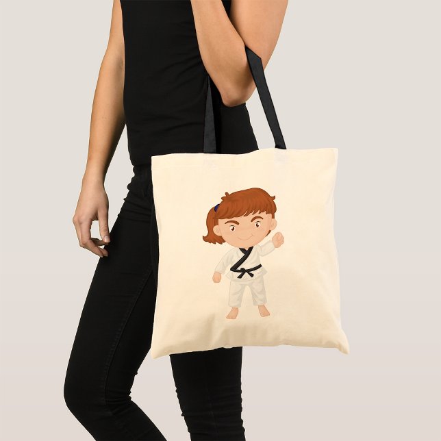 Girl Doing Karate Tote Bag Tygkasse (Skapare uppladdad)
