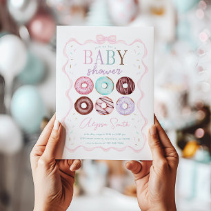 Girl Donut och Rosa Bow Baby Shower Inbjudningar