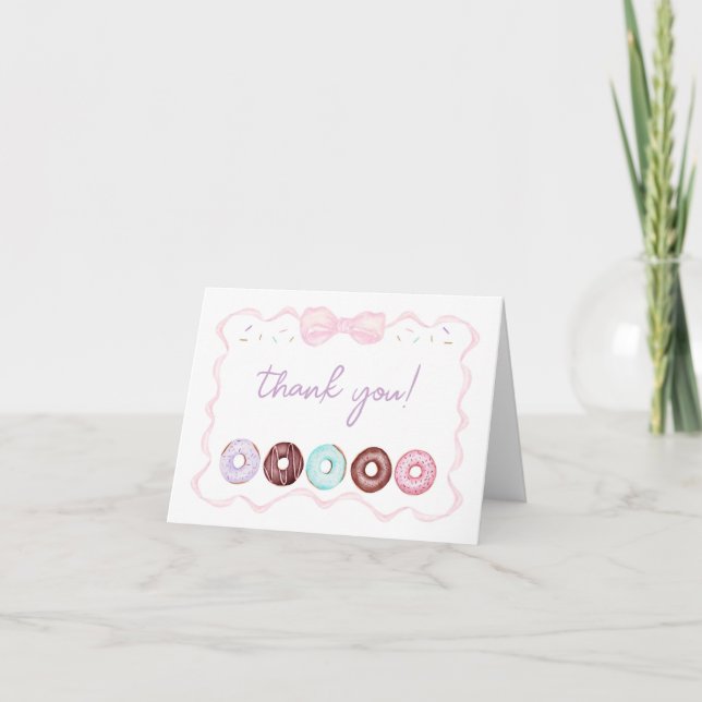 Girl Donut och Sprinkles Birthday eller Baby Showe Tack Kort (Framsida)