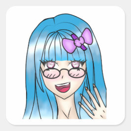 Girl Drawing Fyrkantigt Klistermärke