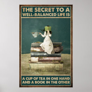Girl Drink Tea And Love Reading Book Poster