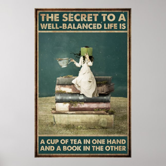 Girl Drink Tea And Love Reading Book Poster (Framsidan)