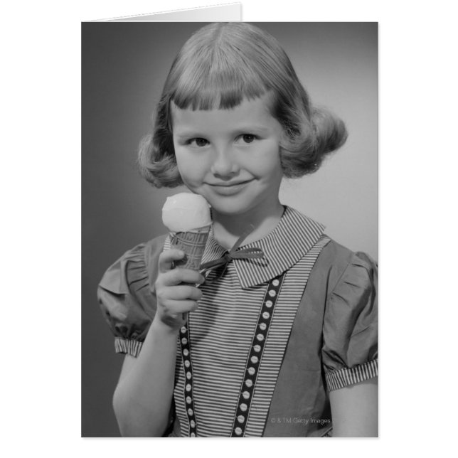 Girl Eating Ice Cream Hälsningskort (Framsidan)