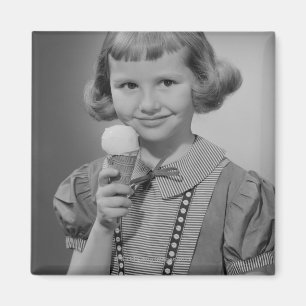 Girl Eating Ice Cream Magnet