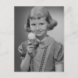 Girl Eating Ice Cream Vykort