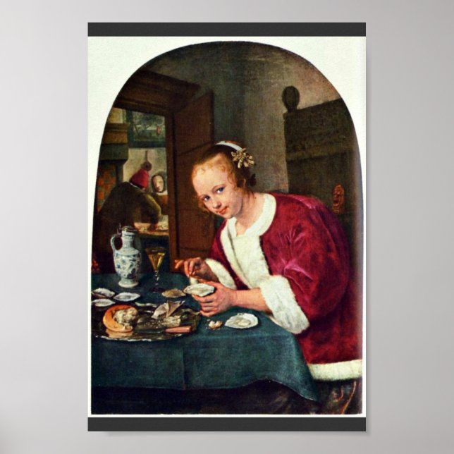 Girl Eating Oysters, Oestereetstertje by Jan Ste Poster (Framsidan)