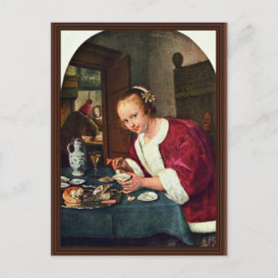 Girl Eating Oysters, Oestereetstertje by Jan Ste Vykort