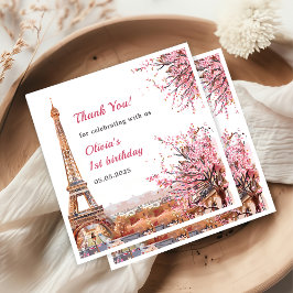 Girl Eiffel Torn Paris 1:a födelsedagen Pappersservett