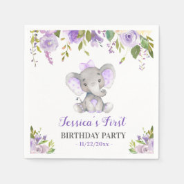 Girl Elephant 1st 2nd Birthday Party Little Peanut Pappersservett