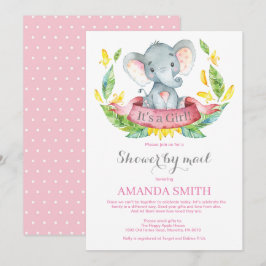 Girl Elephant Baby Shower by Mail Call Inbjudningar