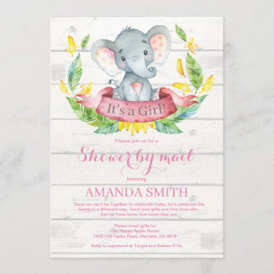 Girl Elephant Baby Shower by Mail Call Inbjudningar