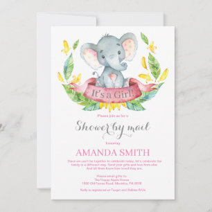 Girl Elephant Baby Shower by Mail Call Inbjudningar