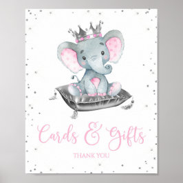 Girl Elephant Baby Shower Gift Bord Signs Poster