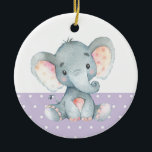 Girl Elephant Baby Shower Lila Julgransprydnad Keramik<br><div class="desc">Girl Elephant Baby Shower Lila Ceramic Ornament</div>