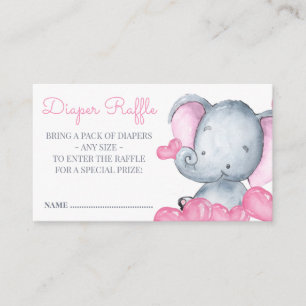 Girl Elephant Baby Shower Raffle Tilläggskort