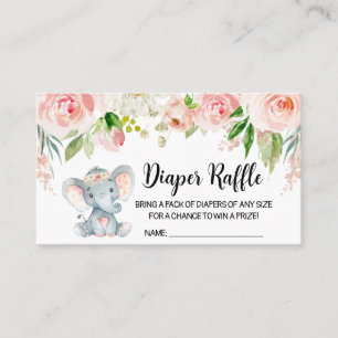 Girl Elephant Baby Shower Raffle Visitkort