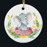 Girl Elephant Baby Shower Rosa Julgransprydnad Keramik<br><div class="desc">Girl Elephant Baby Shower Rosa Ceramic Ornament</div>