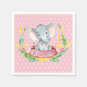 Girl Elephant Baby Shower Rosa Napkins Pappersservett