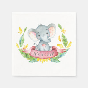 Girl Elephant Baby Shower Rosa Napkins Pappersservett