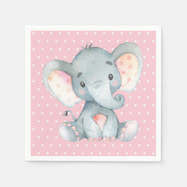Girl Elephant Baby Shower Rosa Napkins Pappersservett