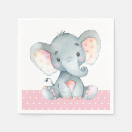 Girl Elephant Baby Shower Rosa Pappersservett