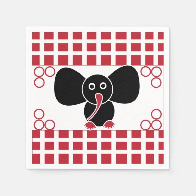 Girl Elephant Birthday Pappersservett (Framsidan)