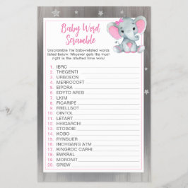 Girl Elephant Crescent Stars Ord Scramble Game Flygblad