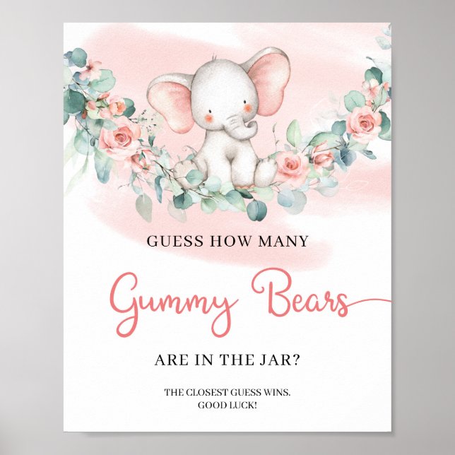 Girl Elephant eucalyptus Gissa hur många Gummy Bea Poster (Framsidan)