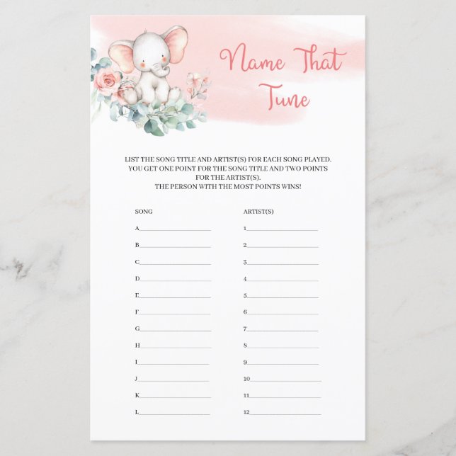 Girl Elephant Eucalyptus Namn som Tune Game (Framsida)