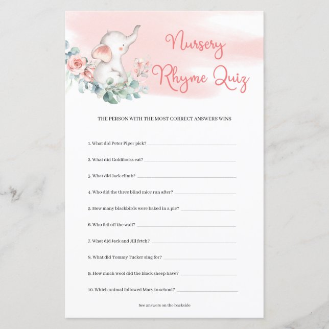 Girl Elephant Eucalyptus wandeand Nursery Rhyme Qu (Framsida)