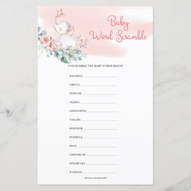 Girl Elephant Eucalyptus Wandeans Baby Ord Scrambl (Framsida)