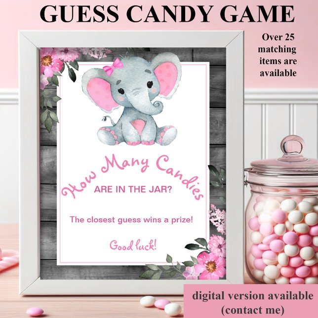 Girl Elephant Hur många kanor i Burk Shower Game Poster (Skapare uppladdad)