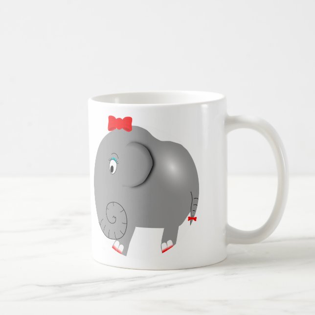 Girl Elephant med Red Bow Cute Kaffemugg (Höger)