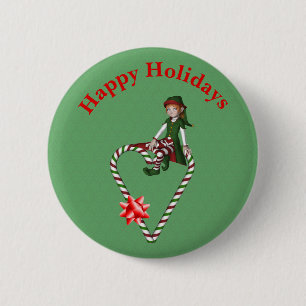 Girl Elf Candy cane Heart jul Helgdag Knapp