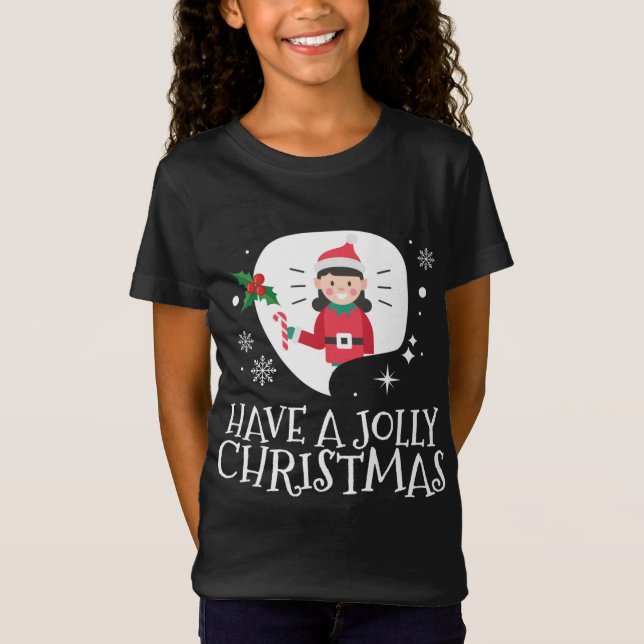 Girl Elf jul Cute T Shirt (Framsida)