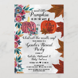Girl eller Boy Fall Pumpkin Gender Reveal Party Inbjudningar